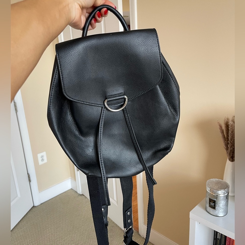 Urban Outfitters Black Faux Leather Backpack